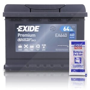 Exide EA640 Premium CarbonBoost 64Ah 640A+Pol-Fett Renault: Clio II Vw: Golf VII