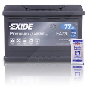 Exide EA770 Premium Carbon Boost 77Ah 760A+10g Pol-Fett Seat: Ibiza IV Vw: Golf IV