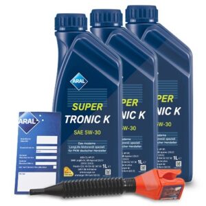 3x 1 L SuperTronic K 5W-30 + Ölwechsel-Anhänger + Trichter 15F475