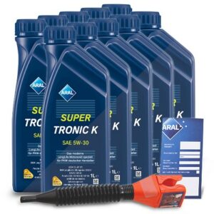 10x 1 L SuperTronic K 5W-30 + Ölwechsel-Anhänger + Trichter 15F475