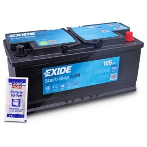 EK1050 AGM Starterbatterie 105Ah 950A + 10g Batterie-Pol-Fett EK1050