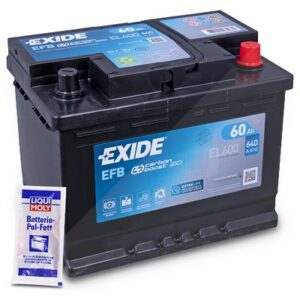 EL600 EFB Starterbatterie 60Ah 640A + 10g Batterie-Pol-Fett EL600