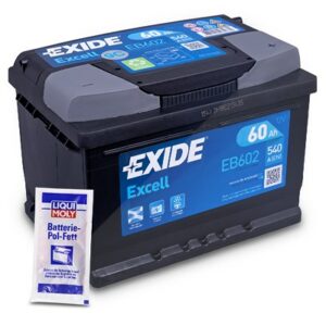 Excell EB602 Starterbatterie 60Ah 540A + 10g Batterie-Pol-Fett EB602