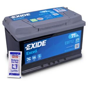 Excell EB712 Starterbatterie 71Ah 670A + 10g Batterie-Pol-Fett EB712