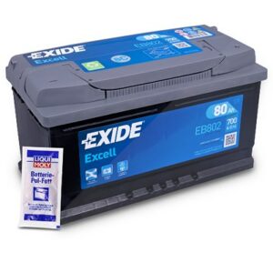 Excell EB802 Starterbatterie 80Ah 700A + 10g Batterie-Pol-Fett EB802