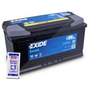 Excell EB950 Starterbatterie 95Ah 800A + 10g Batterie-Pol-Fett EB950