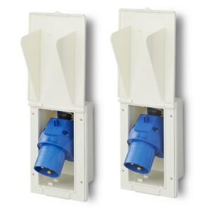 2x CEE-Einspeisestecker Einbau rechteckig weis 373505