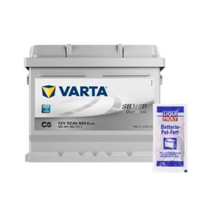 Varta  Starterbatterie 52Ah C6+ Pol-Fett 10g Ford: Focus II Nissan: Micra III Renault: Twingo I