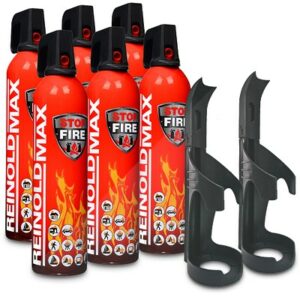 6x 750ml Feuerlöschspray STOP FIRE + 2x Wandhalter RM750