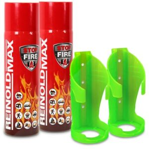 2x 500ml Feuerlöschspray STOP FIRE + 2x Wandhalter RM500