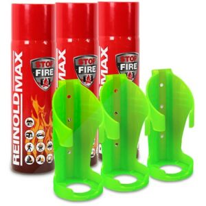 3x 500ml Feuerlöschspray STOP FIRE + 3x Wandhalter RM500