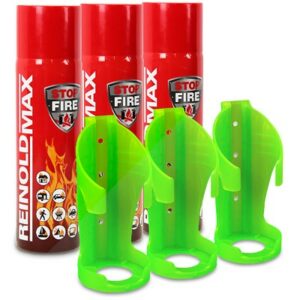 3x 500ml Feuerlöschspray STOP FIRE + 3x Wandhalter RM500