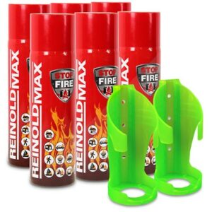 6x 500ml Feuerlöschspray STOP FIRE + 2x Wandhalter RM500