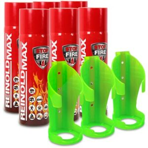 6x 500ml Feuerlöschspray STOP FIRE + 3x Wandhalter RM500