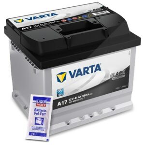 Varta Starterbatterie Black 41Ah 360A A17 + Pol-Fett 10g Ford: Mondeo III Nissan: Micra III Renault: Clio II