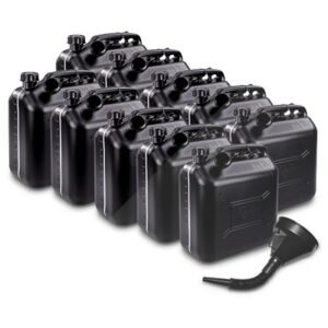 10x Benzinkanister 20L Kunststoff schwarz UN-geprüft + Tri 40371999