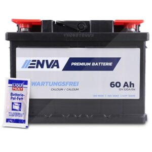 Enva Starterbatterie 60Ah 540A + Pol-Fett 10g Ford: Focus II