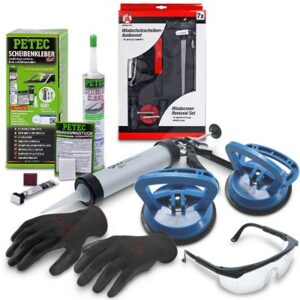 Scheibenkleber-Set+Windschutzscheiben-Ausbauset+Alu-Presse 220 mm 40668714