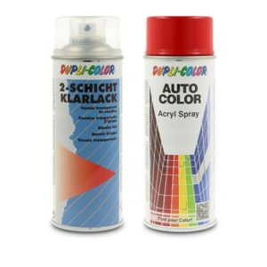 400 ml Auto-Color Lack rot 5-0281 + 400ml 2-Schicht-Klarlack 40436795