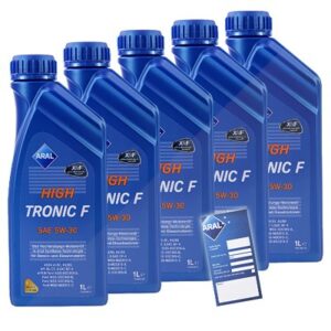 Aral 5x 1 L HighTronic F 5W-30 + Ölwechsel-Anhänger  Aral-Anhänger : 1552A0