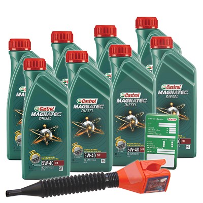 Castrol 8x 1 L Magnatec Diesel 5W-40 DPF+Anhänger+Trichter  1502B8 : 3050 : DE01675