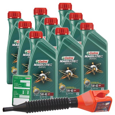 Castrol 9x 1 L Magnatec Diesel 5W-40 DPF+Anhänger+Trichter  DE01675 : 1502B8 : 3050