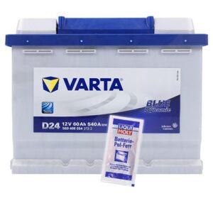 Varta  Starterbatterie 60AH D24 + Pol-Fett 10g Renault: Clio II Vw: Golf IV