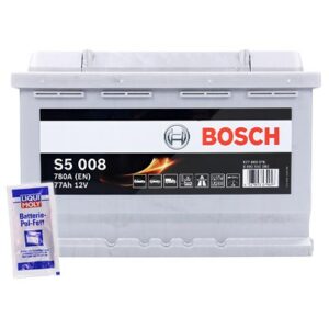 Bosch Batterie S5 008 77Ah 780A 12V+10g Pol-Fett Renault: Clio II Vw: Golf IV