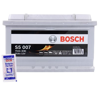 Bosch Batterie S5 007 74Ah 750A 12V+10g Pol-Fett Ford: Focus II