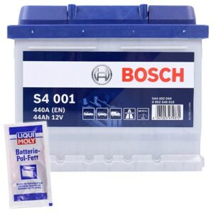 Bosch Batterie S4 001 44Ah 440A 12V+10g Pol-Fett Ford: Mondeo III Nissan: Micra III Renault: Clio II